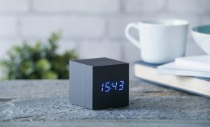 Cube Click Clock - Black Blue LED